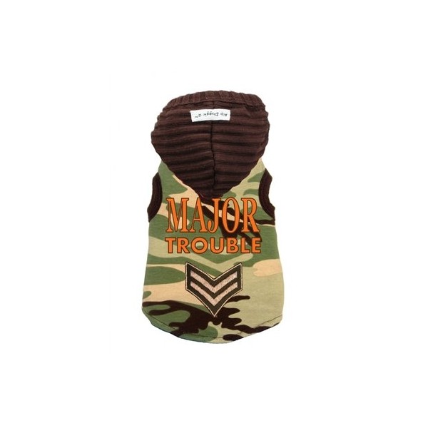 Hip Doggie Major Trouble Green Camo Hooded Sweater in Size X-Small (Chest 9"-11", Neck 8.5", Back 8" L)