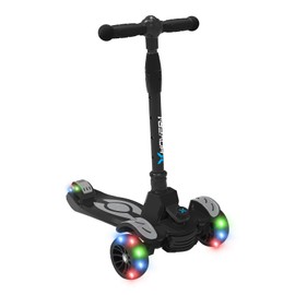 Hover-1 Vivid Folding Kick Scooter for Kids (5+ Year Old) | Features Lean-to-Turn Axle, Solid PU Tires & Slim-Design, 110 LB Max Load Capacity, Safe, Black