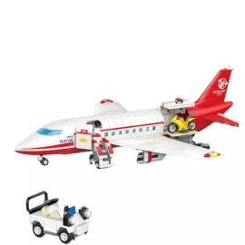 General Jim's Toys & Bricks White and Red Passenger Airplane Building Blocks Toy Set 720 pieces