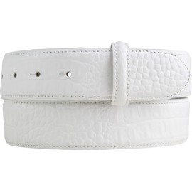 BELTINGER Interchangeable belt with press studs, crocodile embossing, 4 cm, press stud belt for women, 40 mm, crocodile look, crocodile pattern without buckle, White