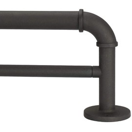 Double Industrial Curtain Rods, Iron Curtain Rod for Windows 28 to 48, Wrap Around Window Double Curtain Rod, Black Curtain Rods, Outdoor Farmhouse Curtain Rod, Room Divider Curtain Rod(Sand Black)