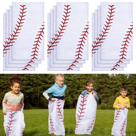 12 Pcs Baseball Themed Potato Sack Race Bags Sports Themed Potato Sack Race Jumping Bags 40 x 20 Inches Sack Race Bags for Adults Kids Family Party Games and Activities Baseball Party Supplies