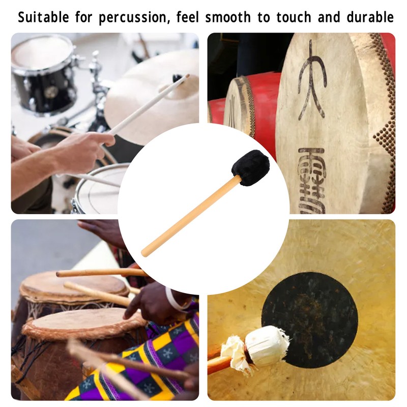 Drum Mallet Soft Felt Head Drumstick with Long Handle for