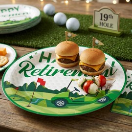 96Pcs Golf Retirement Party Decorations - Golf Happy Retirement Golf Plates Napkins and Forks, Par-Tee Disposable Party Supplies for Men Going Away Celebration, Sport Themed Retire Party Decor
