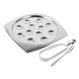 BIUDECO 1 Set Stainless Steel Escargot Baking Dish Set of Snail Baking Plate for Seafood Dinnerware for Home Restaurant Use Oven Dishwasher Safe