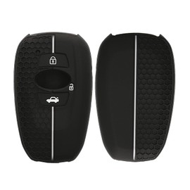 kwmobile Carcasa Compatible con Llavero de Subaru Forester Impreza Cross BRZ Legacy B4 XV Funda - Funda para Mando de Coche de Silicona - Negro / Blanco