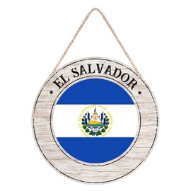 El Salvador Flag El Salvador Seal Wooden Plaque - Vintage El Salvador Wooden Hanging Sign for Farmhouse Kitchen Living Room Home Decorations 12 X 12 Inch