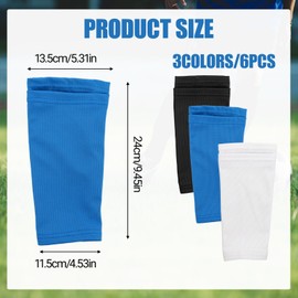 6 Pairs of Shin Guard Sleeves, Soccer Shin Guard Sleeves, Soft and Breathable, Suitable for Children, Teenagers, Adults, Beginners, Men and Women (Black, White and Blue)