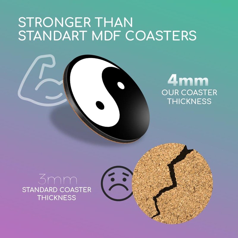 1 x Round Coaster - Yin Yang Symbol Philosophy Cork