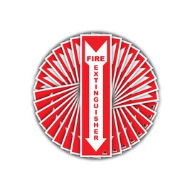 Fire Extinguisher Sign Stickers [25 Pack]- 4" X 12" 2 mil Permanent Adhesive Label For Indoor Use. High Visibility Fire Extinguisher Sign Arrow For Use With Fire Extinguisher Hanger Or Fire Extinguisher Cabinet