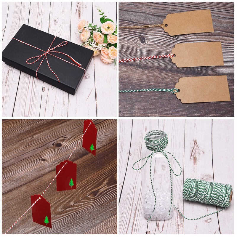 Sunmns 3 Rolls Christmas Cotton Twine and Natural Jute String