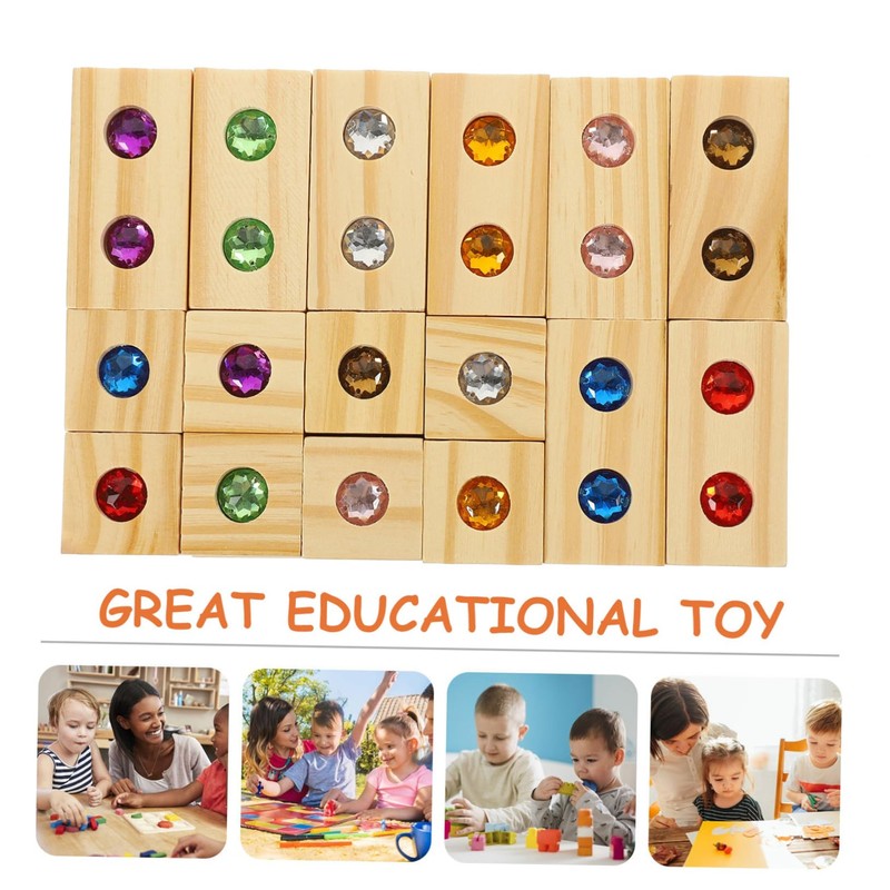 BESTonZON 1 Set Wooden Rainbow Blocks Stacking Blocks Rainbow Gemstone