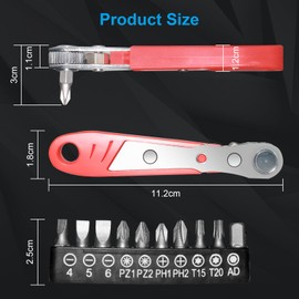 Mythosurge Mini Ratchet Wrench, Right Angle Phillips Magnetic Screwdriver with Torx Bits Set with 1/4 Inch Drive High Torque Offset Reversible Mini Ratcheting Offset Screwdriver