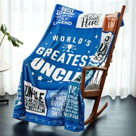 DecorSIXT Uncle Blanket for Uncles from Nieces or Nephews - 60" X 80" World's Greatest Uncle Bed Blanket -Christmas Birthday Present for Uncles