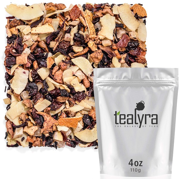 Tealyra - Crushed Cherry Colada - Pineapple - Hibiscus - Coconut - Fruity Herbal Loose Tea - Caffeine Free - Hot or Iced - 112g (4-ounce)