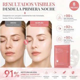 Mascarilla de Colágeno para Mujer - 8 Piezas - Mascarilla Hidrogel con Niacinamida - Hidratación Profunda 8h - Reduce Poros - Aporta Brillo y Elasticidad