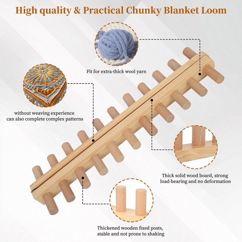 48" Chunky Blanket Loom, Foldable Chunky Knitting Loom for Blankets