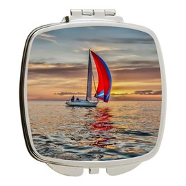 Island Gifting - Beautiful Sailing Yacht at Sunset Design - Square Compact Mirror - Travel Mirror