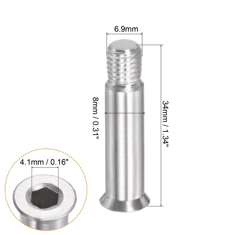 PATIKIL 34mm in Linea ASSE Viti, 8pz Albero Esagonale Incassato