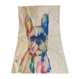 Unbranded Watercolor Artistic French Bulldog Muticolor Canvas Garden Flag 18”x 12”