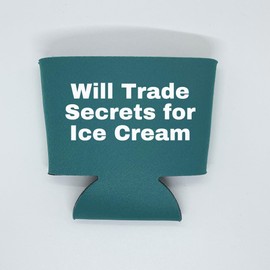 Ice Cream Pint Sleeves, Will Trade Secrets For Ice Cream, Foam Ice Cream Pint Coolers, Party Favor and Gift Ideas, Holder for Ice Cream (Teal)