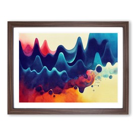 Watercolour Audio Soundwaves Vol.2 Abstract H1022 Framed Print for Living Room Bedroom Home Office Décor, Wall Art Picture Ready to Hang, Walnut A4 Frame (34 x 25 cm)