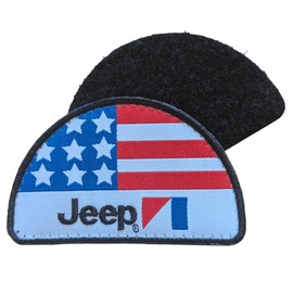 Jeep Vintage Flag Logo Embroidered 2-Piece Hook & Loop Patch 3" x 2" Red, White and Blue (2-Piece Hook & Loop)