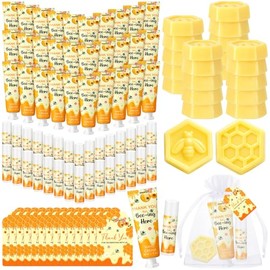 Loopeer 30 juegos/150 piezas temáticas de abejas para baby shower, regalos para invitados, crema de manos, bálsamo labial, jabón, recuerdos de fiesta,