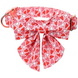 Lionet Paws Valentines Day Dog Collar Bowtie, Dog Sailor Bow Collar Metal Buckle for Dogs, Adjustable Comfortable Dog Collar Girl Gift, XL, Neck 16-26 in