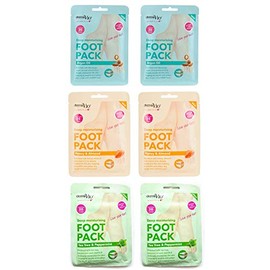 Derma V10 Foot Pack Mask (6 Pack) Deep Moisturising (Tea Tree & Peppermint, Honey & Almond, Argan Oil)