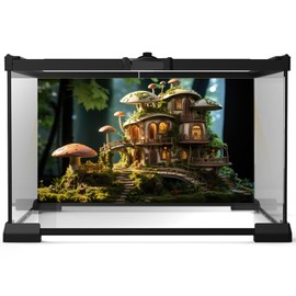 Aquarium Background Miniature of Forest Fairy Tale House Terrarium Backdrop Fairy Tale Concept Fish Tank Background Tank Aquarium Wallpaper Poster Decor Reptile Habitat Backdrop Vinyl 48x18in