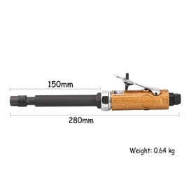 Compressed Air Straight Grinder Rod Grinder Long Compressed Air Grinder with Two Chuck (1/4 and 1/8 Inch) Idle Speed: 25,000 rpm, Gold