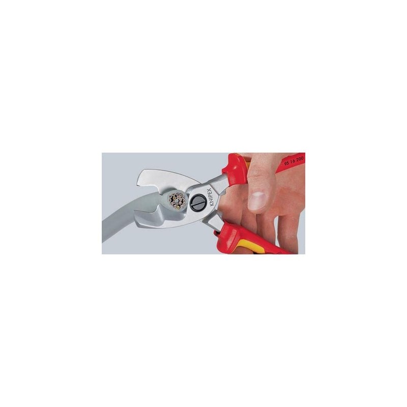 Knipex Cable Shears with twin cutting edge chrome-plated, insulated with