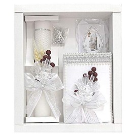 Boys Communion Candle Set w/Spanish New Testament with Grape and Grain