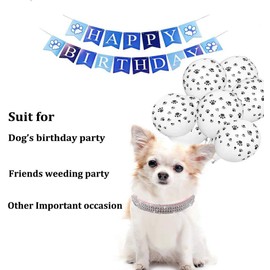 WoYous Rhinestones Dog Collar and Pearl Dog Necklace Set, Adjustable Neck Strap Bling Full Diamond Crystal Cute Pearl Dog Collar for Small Girls Cats Puppy Accessary for Wedding Birthday Party (M)