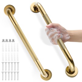 Grab Bars for Shower, Zynuhmo 2 Pack 16 Inch Anti Slip Stainless Steel Bathroom Safety Shower Grab Bar Hand Rail Support Handicap Injury Pregnant Senior Assist Bath Shower Handles(Titanium Gold)