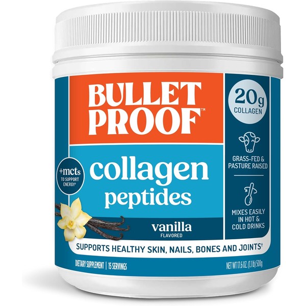 Bulletproof Vanilla Collagen Peptides Powder with MCT Oil, 14.3 Ounces,