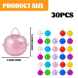 Bells for Crafts, 30Pcs 22mm Mixed Color Jingle Bells, Small Craft Bell for DIY Jewelry Making, Christmas Tree Decorations, Pet Collar Accessories