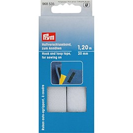 Tape Fastening/Velcro Band, Polyester, zum Annähen, 20 mm, weiß, 1,2 m