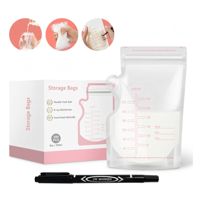 Bolsa De Almacenamiento De Leche Materna 250ml,200 Piezas.