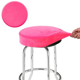 SINOSSO Bar Stool Cover, Super Soft Velvet Dia.11-13" Round Stretchy Washable Dustproof Slipcover for Upholstered Furniture (S, Hot Pink,1 Count)