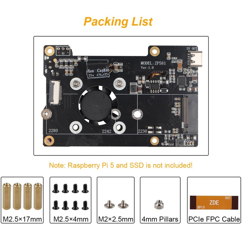ZDE ZP581 PoE+ HAT PCIe to M.2 Key M NVMe
