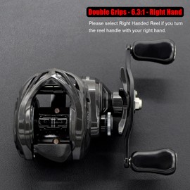 CAMEKOON Carbon 300 Baitcasting Fishing Reel, High Line Capacity Baitcaster Reels, 6.3:1 Gear Ratio, 10+1 Stainless Steel Ball Bearings, 10 Button Magnetic Brakes, Carbon Fiber Frame and Side Covers