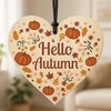 Red Ocean Hello Autumn Decorations Hanging Wooden Heart Plaque Autumn