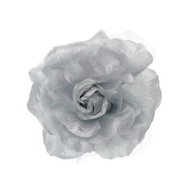 NYFASHION101 Women's Multifunction Rose Flower Sheer Petal Brooch Pin Hair Tie Clip, Silver