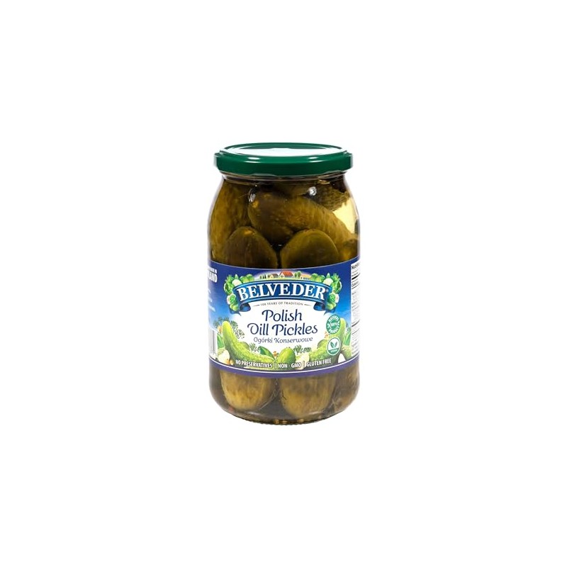 Belveder Polish Dill Pickles 31.74 oz, Vegan, Non-GMO, Gluten-Free (Polish