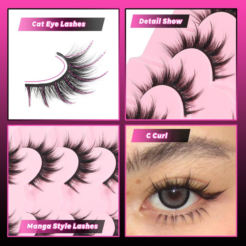 Veleasha Lashes Manga Eyelashes Cat Eye Lashes Spiky Eyelash C