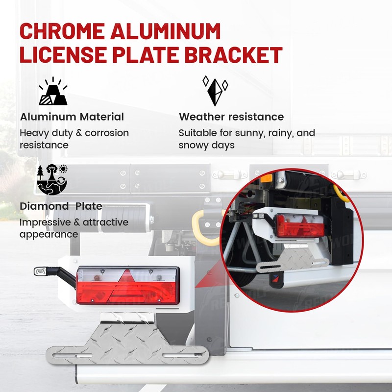 RED WOLF Trailer License Plate Light Holder Aluminum Utility License