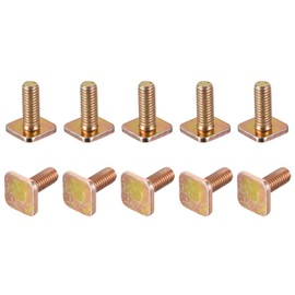 sourcing map Square Head Bolt, 10pcs M6x16mm Fully Thread Carbon Steel Grade 8.8 Square Machine Screws, Gold Tone