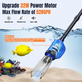 Aquarium Vacuum Gravel Cleaner, 32W 6 in 1 Electric Fish Tank Vacuum Gravel Cleaner,Fish Tank Cleaner for Aquarium Water Changer Sand Gravel Cleaner Remove Dirt Water Shower Water Circulation